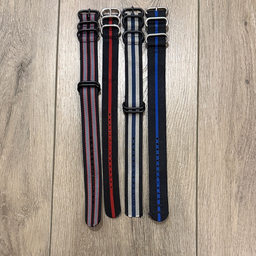 Classic Men's Multi-Color Striped Nylon Adjustable Watch Bands/Straps - Preppy